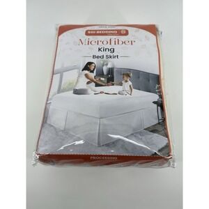 SGI Bedding King Bed Skirt 12" Drop Platform Style Microfiber Ivory Split Corner